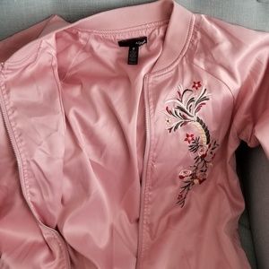 Aqua Baby Pink Embroidered Bomber Jacket size S